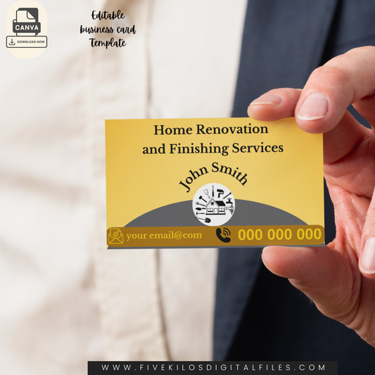 Editable Business Card Template for Home Renovation and Finishing Services ENG Version