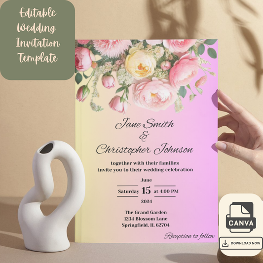 Romantic Modern Wedding Invitation Template – ENG Version