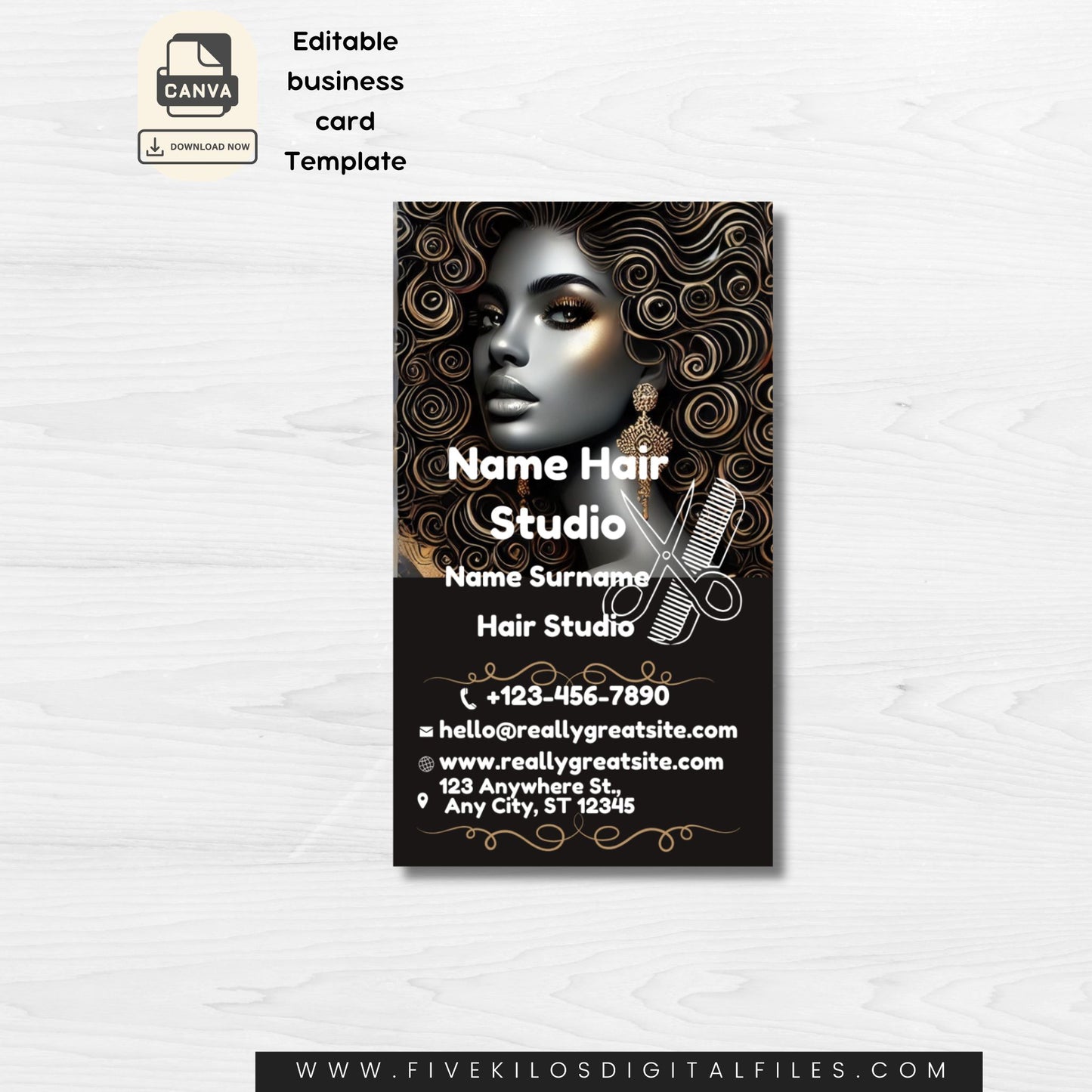 Editable Business Card Template for Hair Studio – Canva Template