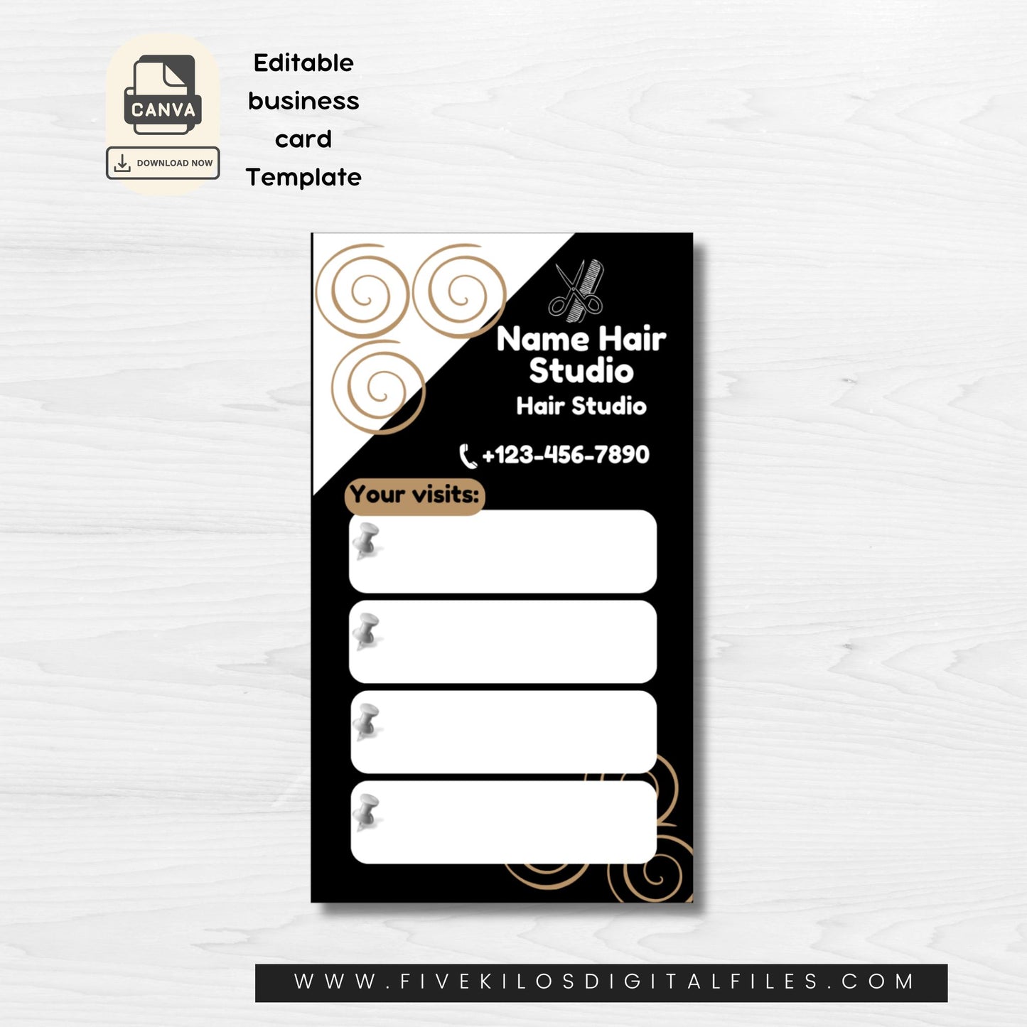 Editable Modern Business Card Template for Hair Studio – Canva Template