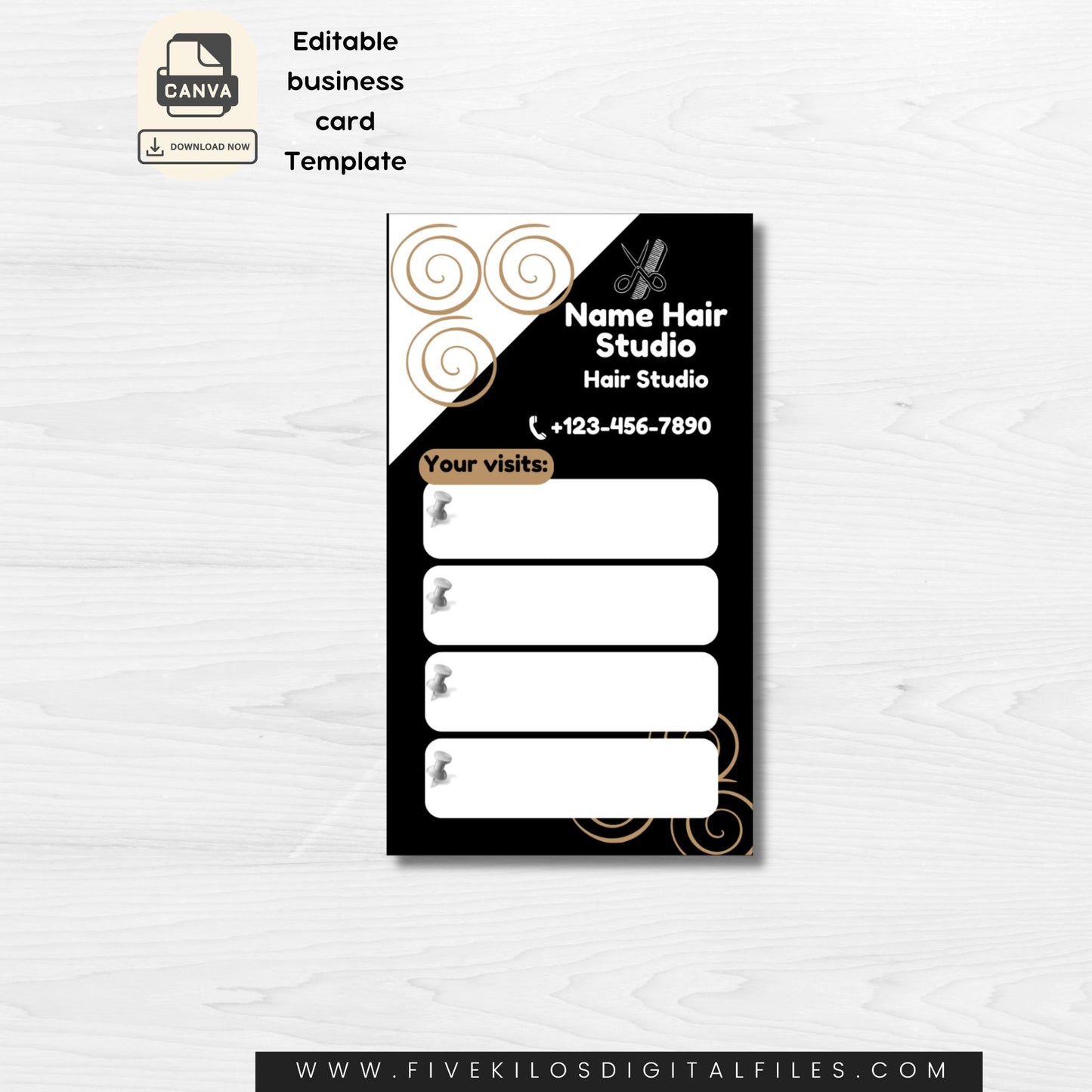 Editable Business Card Template for Hair Studio – Canva Template