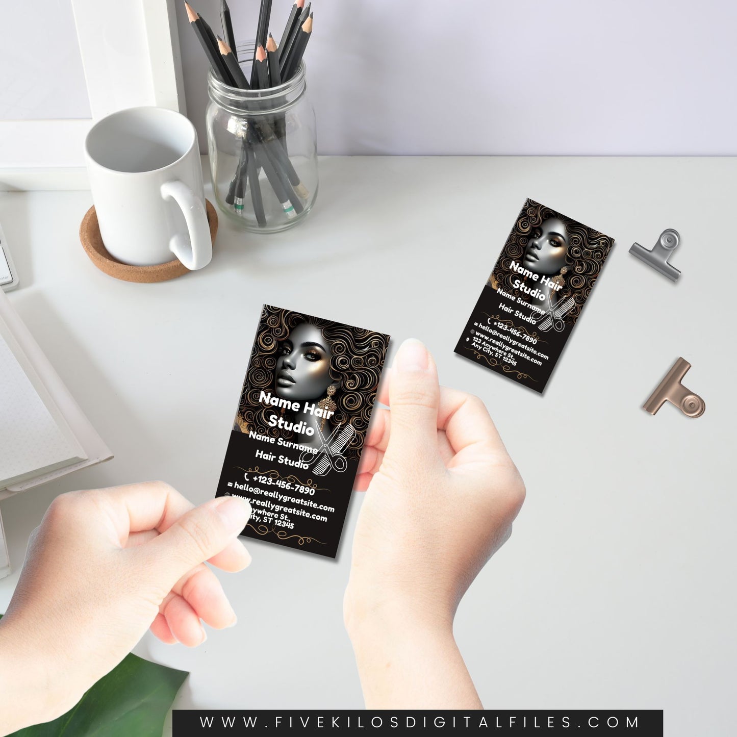 Editable Business Card Template for Hair Studio – Canva Template